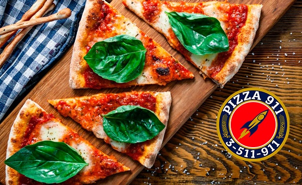 Скидка на Скидка до 50% на супы, десерты, пиццу, закуски и салаты от службы доставки Pizza 911 + кока-кола, чай или кофе бесплатно!