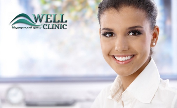 Скидка на Стоматологические услуги в медицинском центре Well Clinic: лечение кариеса любой сложности, УЗ-чистка зубов, Air Flow, эстетическая реставрация зубов, установка коронок, виниров и имплантатов. Скидка до 66%