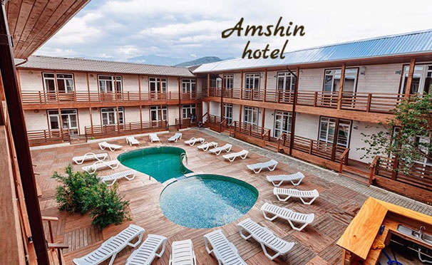 Скидка на Скидка 40% на отдых в номере «Стандарт» для двоих или троих в отеле Amshin Hotel в Абхазии