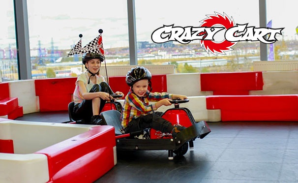 Скидка на Заезды на дрифт-карте для детей и взрослых в картинг-центре Crazy Cart в ТРЦ «Саларис» со скидкой до 40%