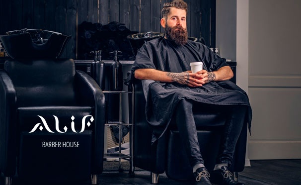 Скидка на Услуги барбершопа ALIF: мужская стрижка и оформление бороды! Скидка до 52%