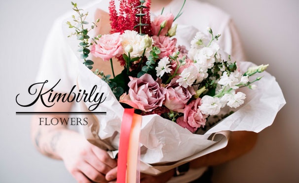 Скидка на Скидка 20% на все букеты от студии флористики Kimbirly Flowers + бесплатная открытка с вашими пожеланиями!