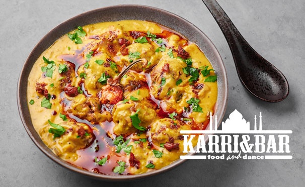 Скидка на Всё меню кухни и любые напитки в ресторане индийской кухни «Карри» со скидкой до 50%