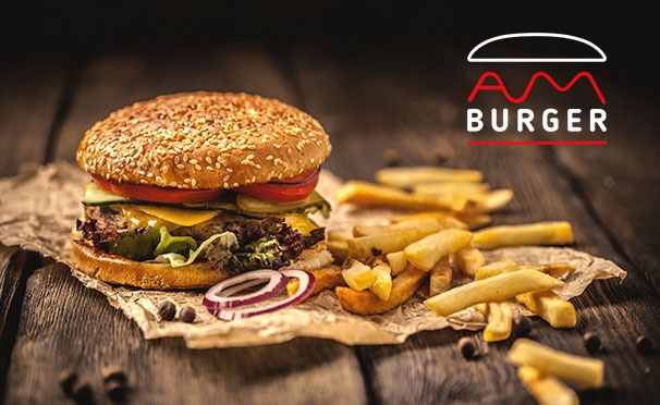 Скидка на Скидка 50% на напитки и скидка 30% на все меню кухни в бургерной Аm Burger