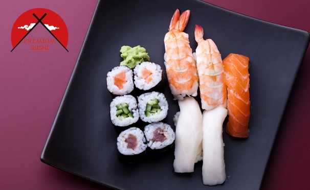 Скидка на Суши, роллы и сеты без ограничения суммы чека от службы доставки Premium-sushi: горячие и запеченные роллы, суши, спайси и многое другое. Скидка 50%
