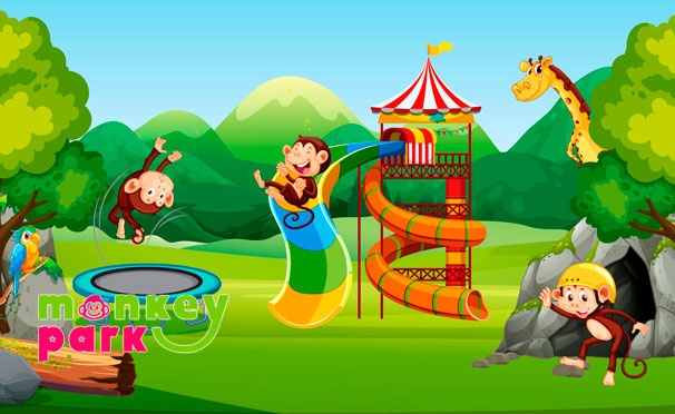 Скидка на Целый день развлечений или проведение дня рождения, детского праздника в семейном парке развлечений Monkey Park в ТРК Mari: нерф-арена, батуты, ниндзя-парк, настоящая пещера и не только! Взрослые с детьми проходят бесплатно! Скидка до 58%