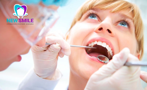 Скидка на Лечение кариеса, УЗ-чистка зубов с Air Flow, установка имплантата, винира, коронки, металлопластмассового протеза или брекет-системы в стоматологической клинике New Smile. Скидка до 60%