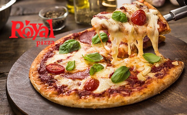 Скидка на Пицца на выбор от службы доставки Royal Pizza: с мясом, грибами, морепродуктами и другими начинками. Скидка 50%